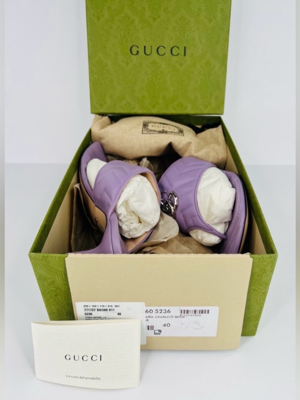 GUCCI | ✨NEW✨ Marmont GG Kitten Heel Thong Sandals in Lavender - Picture 2 of 12